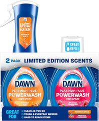 Dawn Powerwash Spray, Dish Soap, Dishwashing Liquid, Pumpkin Spice + Frosted Cranberry, 1 Starter Kit + 1 Refill, 2x16 Fl Oz