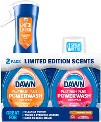 Dawn Powerwash Spray, Dish Soap, Dishwashing Liquid, Pumpkin Spice + Frosted Cranberry, 1 Starter Kit + 1 Refill, 2x16 Fl Oz